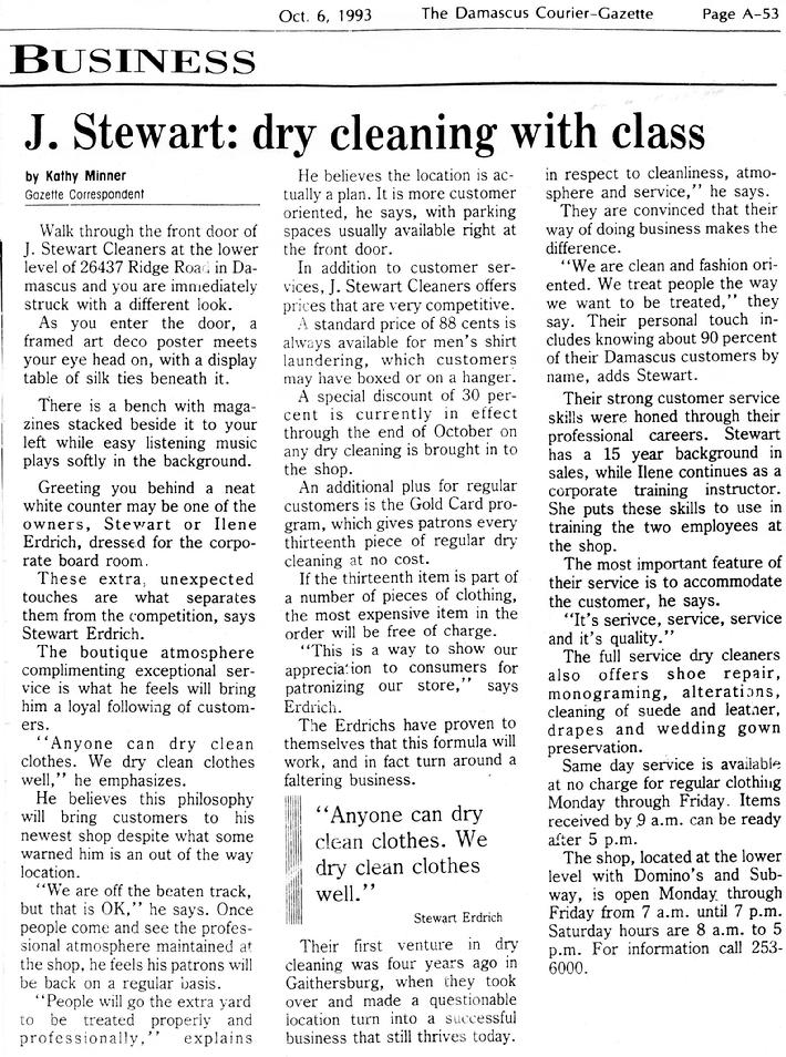 J. Stewart Dry Cleaning With Class Publication